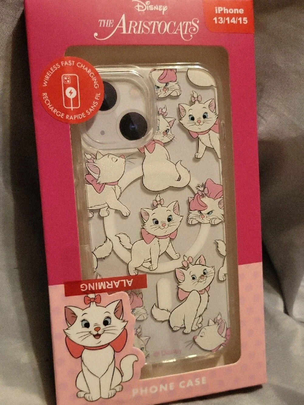 Disney The Aristocats Marie Clear Iphone  13 14 15 Phone Case with Pink Accents